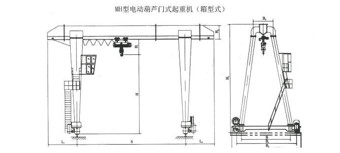 10吨MH型单梁门式樱桃视频色版机结构图